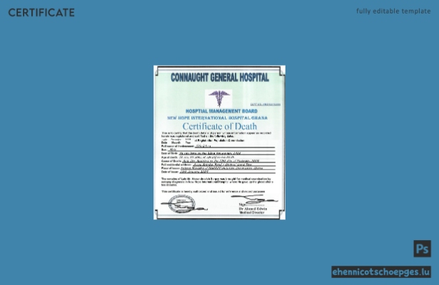 Beispiel einer Sterbeurkunde des Connaught General Hospital in Ghana (Vorschau)
